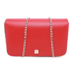 Chopard Ice Cube, Red Grained Leather Mini Chain Crossbody Bag 95000-1105